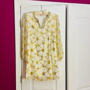 White and Gold Summer Lilly Pulitzer Dress Size 00